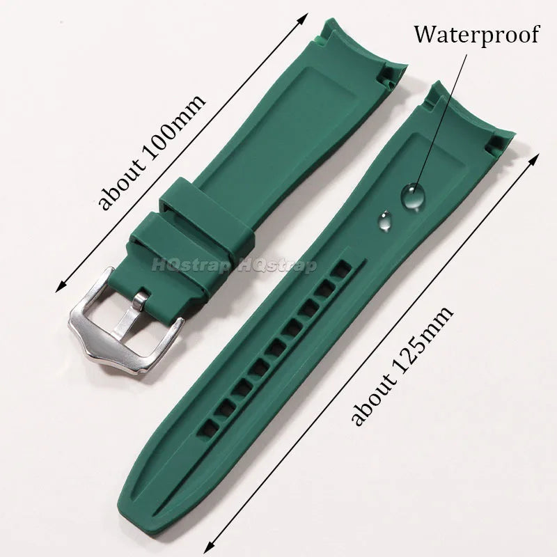 Curved End Silicone Watch Band Waterproof Replacement Wrist Strap