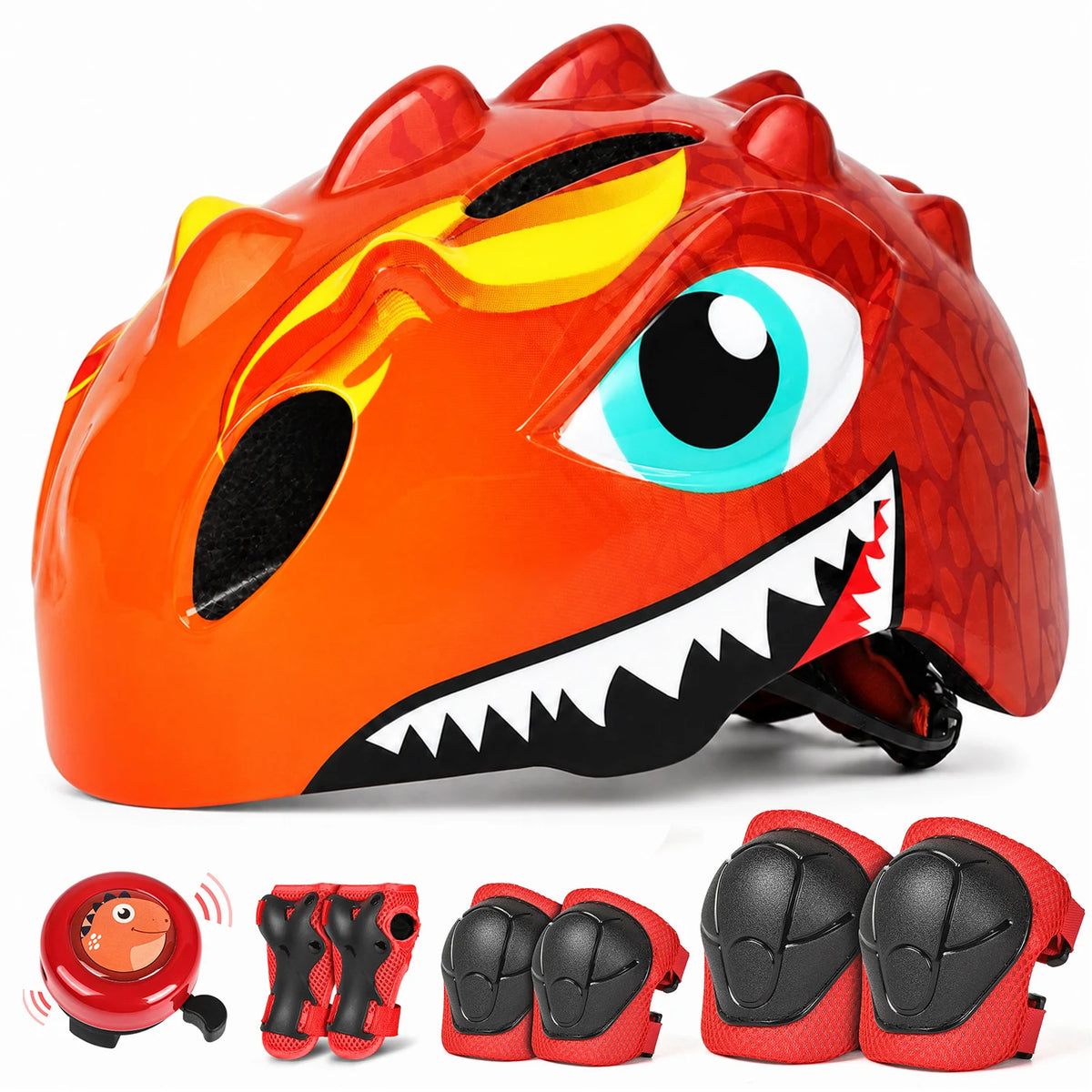 Victgoal Kids Bike Helmet Protective Gear Set With Pads And Bell