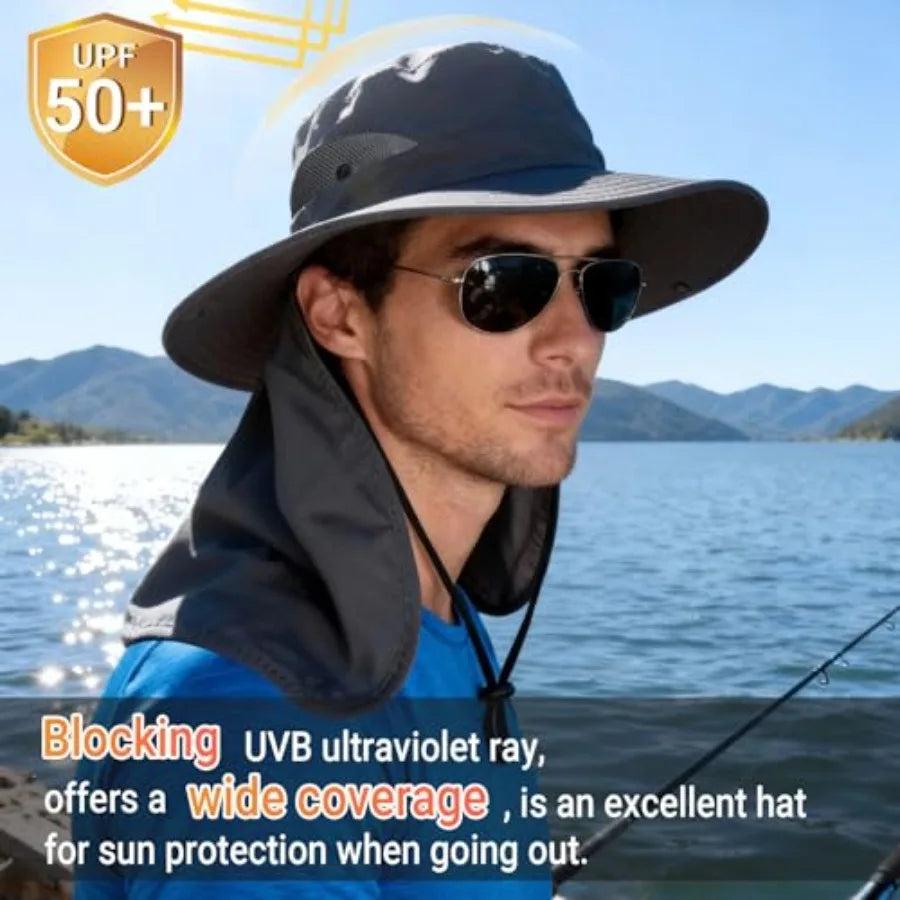 NPQQUAN Sun Hats for Men Women with UPF 50+ UV Protection Wide Brim Bucket Hat Safari Hiking Fishing Hats