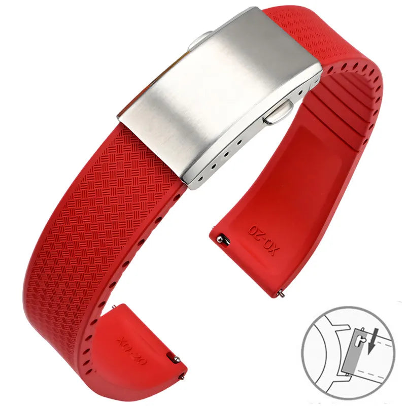 FKM Fluoro Rubber Watch Band With Quick Release Folding Buckle