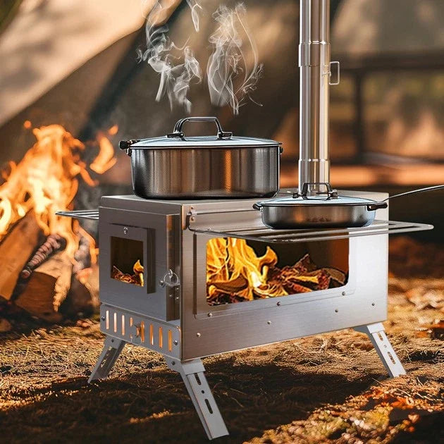 Portable Stainless Steel Wood Burning Tent Stove With Chimney