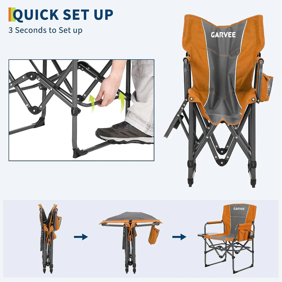 Tacleekii Folding Camping Director Chair With Side Table For Adults