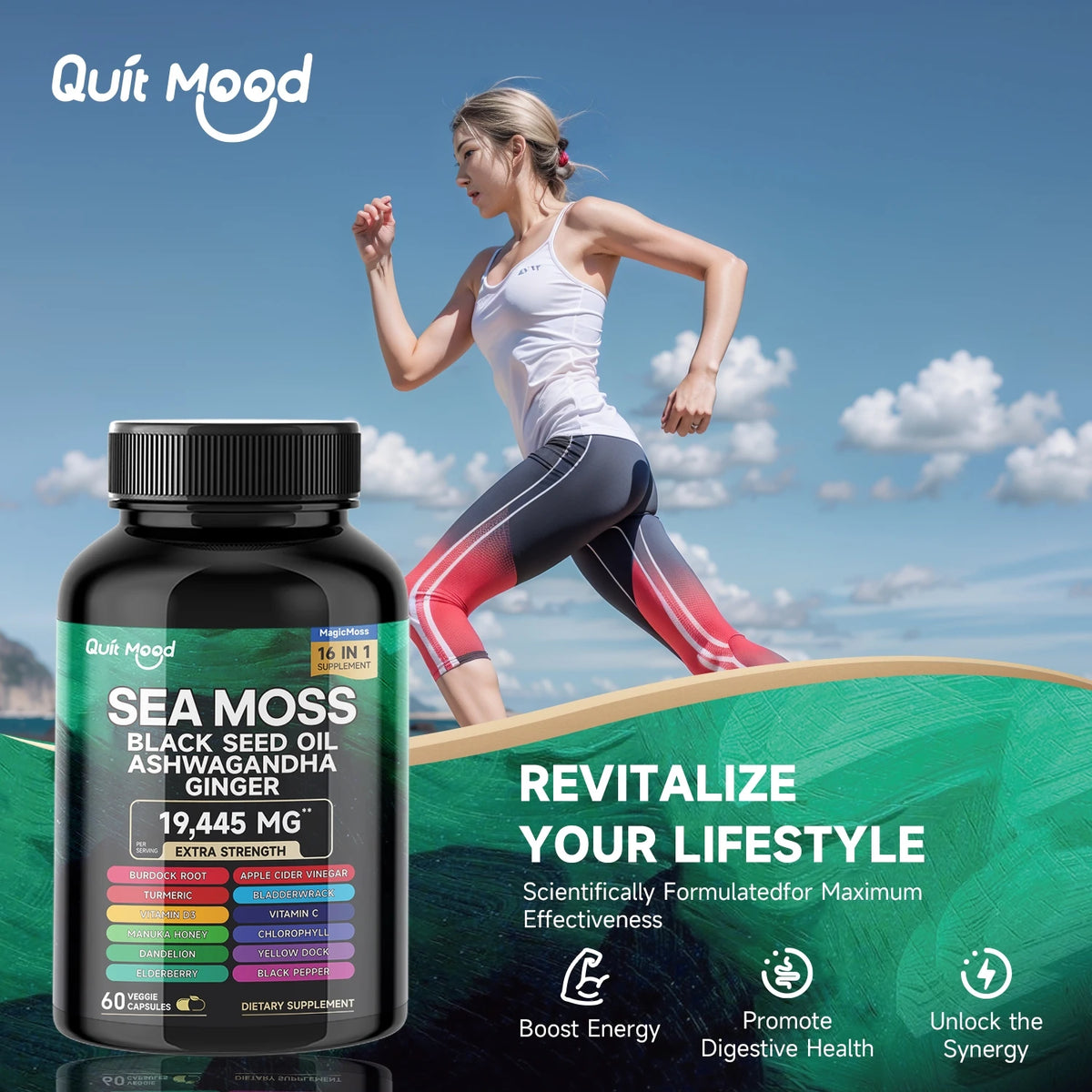 Quit Mood Sea Moss Supplement Black Seed Oil Ashwagandha Turmeric