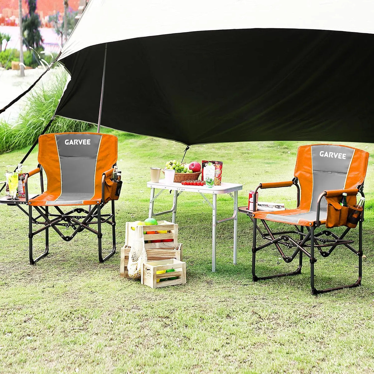 Tacleekii Folding Camping Director Chair With Side Table For Adults