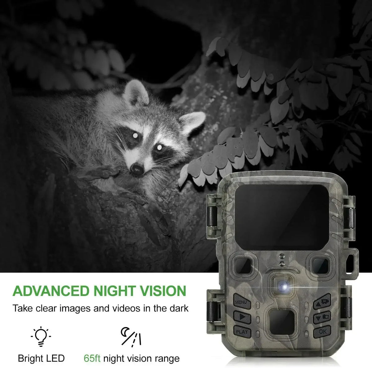 Mini301 Trail Hunting Camera 24MP 1080P Night Vision Wildlife Monitor