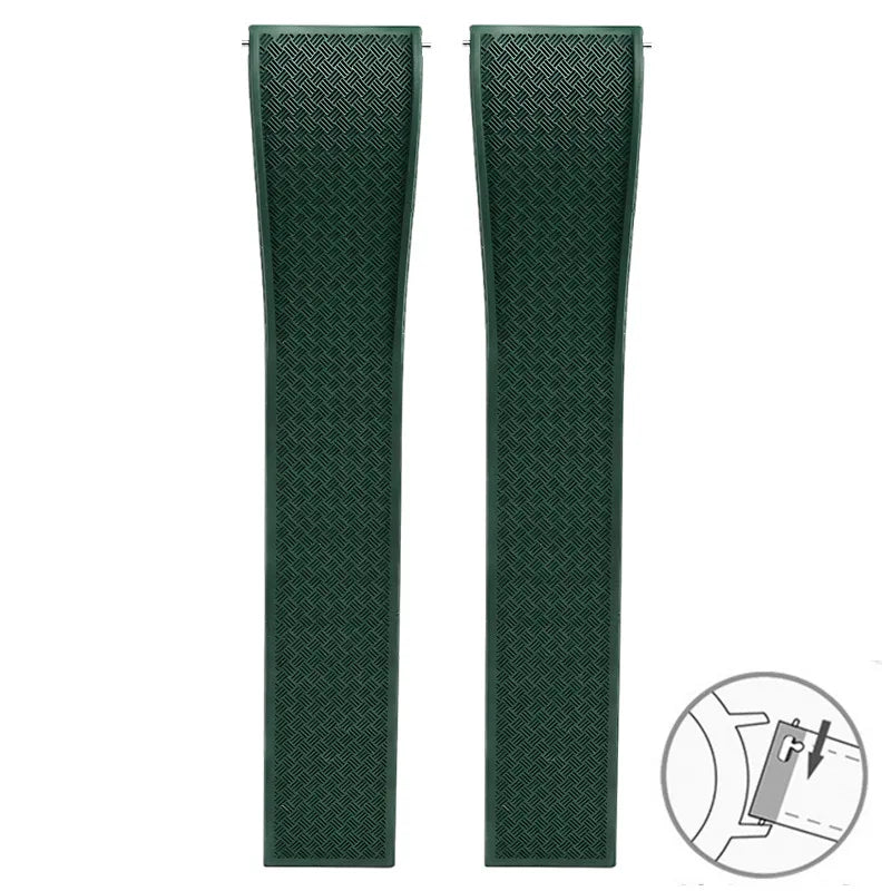 FKM Fluoro Rubber Watch Band With Quick Release Folding Buckle