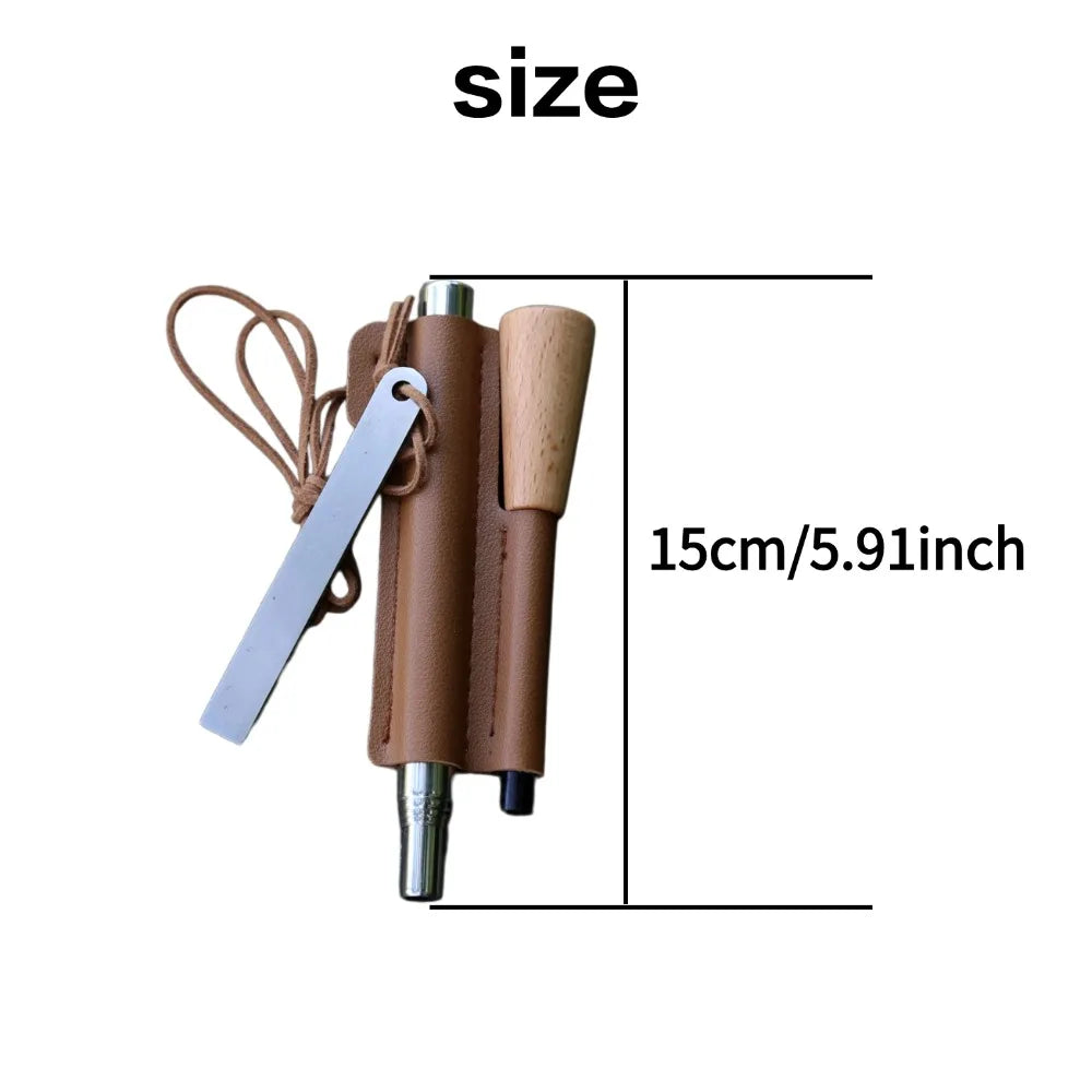 Waterproof Iron Magnesium Fire Starter Kit With Leather Pouch
