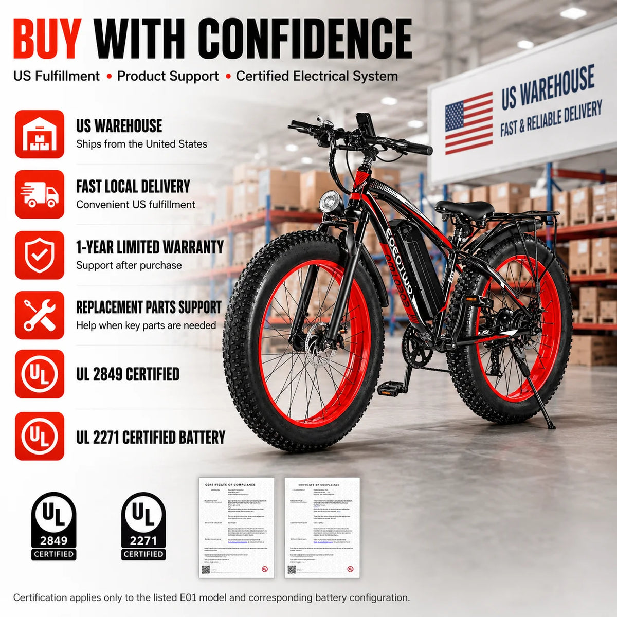 Eoeotwo 1000W Fat Tire Electric Bike For Adult Commuters