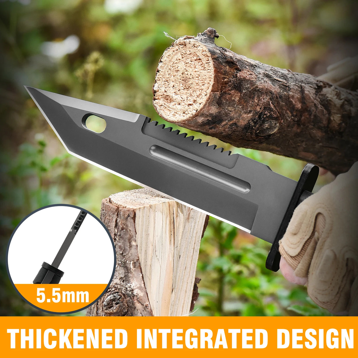 Portable Outdoor Knife with Fixed Blade, High-Quality Straight Knife, Suitable for Fishing, Mountaineering Exploration, Survival Training and Camping Activities. A Premium Gift for Men, Comes with a Knife Sheath.