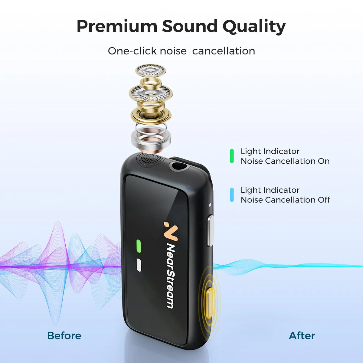 NearStream Wireless Lavalier Microphone With AI Noise Cancellation