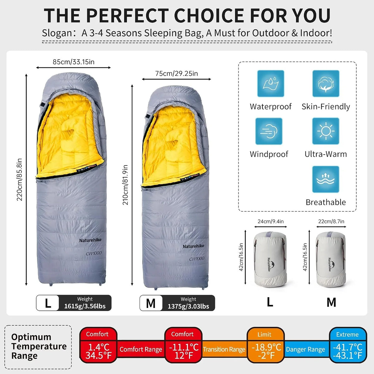 Naturehike Ultralight 650FP Duck Down Sleeping Bag For Camping