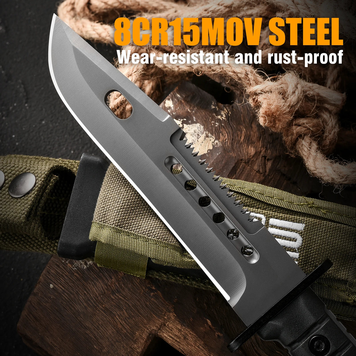 Portable Outdoor Knife with Fixed Blade, High-Quality Straight Knife, Suitable for Fishing, Mountaineering Exploration, Survival Training and Camping Activities. A Premium Gift for Men, Comes with a Knife Sheath.