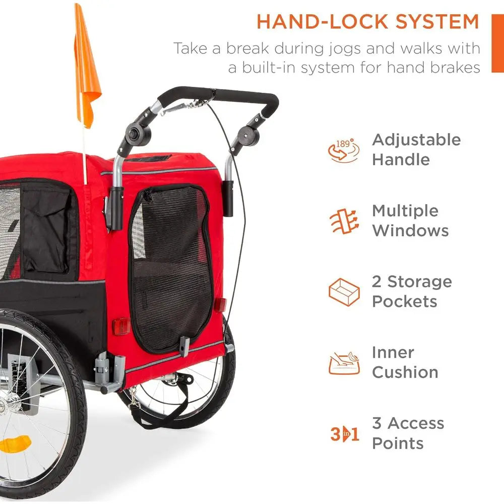 Dual Purpose Dog Bike Trailer And Pet Stroller With Hitch