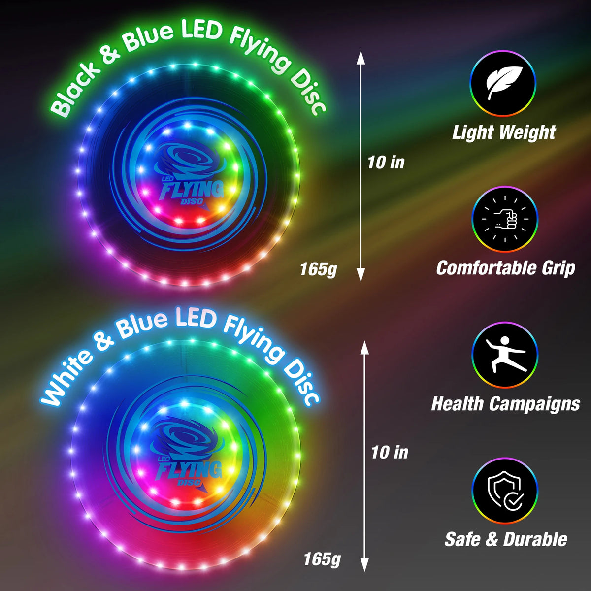 Rechargeable LED Flying Disc With 14 Lighting Modes