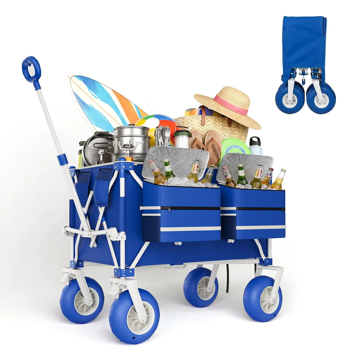 Heavy Duty Folding Beach Cart With Large All Terrain Wheels