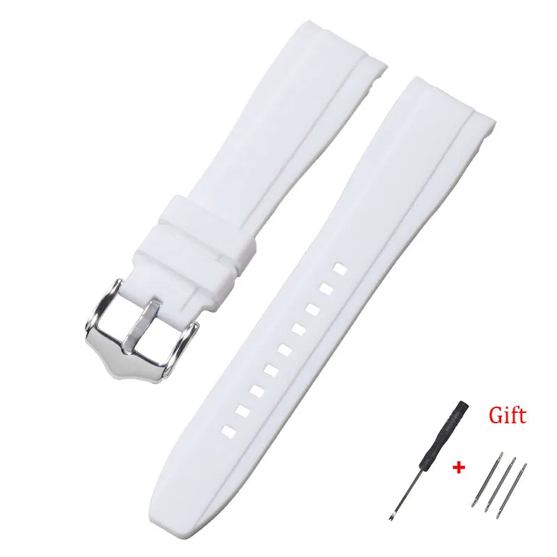 Curved End Silicone Watch Band Waterproof Replacement Wrist Strap