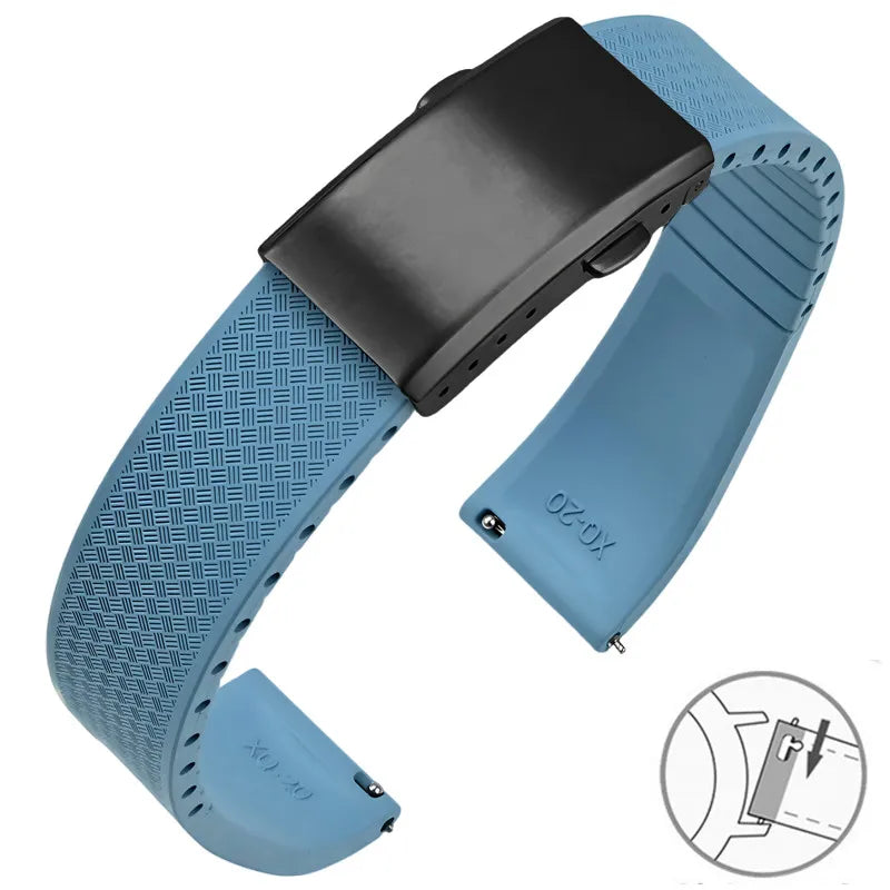 FKM Fluoro Rubber Watch Band With Quick Release Folding Buckle
