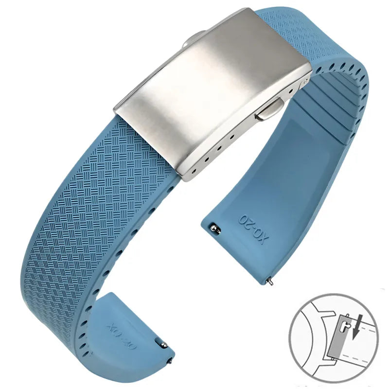 FKM Fluoro Rubber Watch Band With Quick Release Folding Buckle