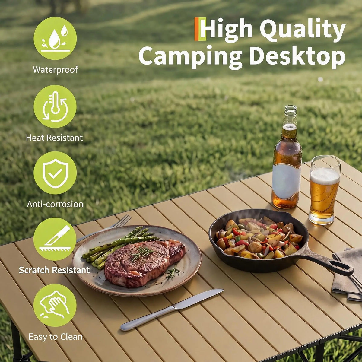HiMISS Portable Folding Aluminum Camping Table With Carry Bag