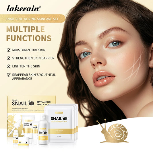 Revitalizing Snail Skincare Set Cleanser Serum Face Cream Mask Moisturizing Skin Barrier Repair Brightening Hydrating Facial Kit