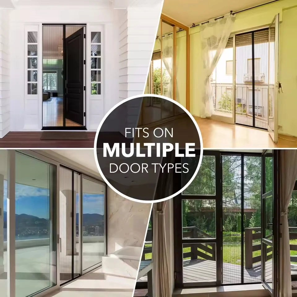 Magnetic Fiberglass Mosquito Door Curtain With Pet Resistant Mesh