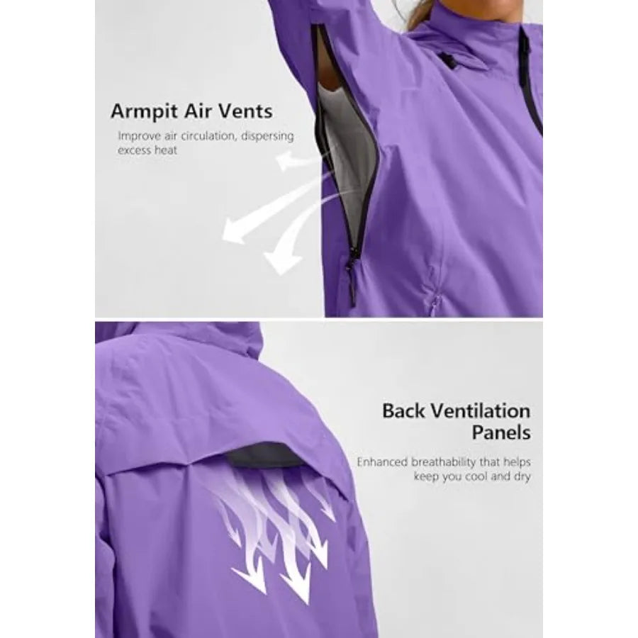 Women's Waterproof Cycling Rain Jacket Windproof Packable Hood