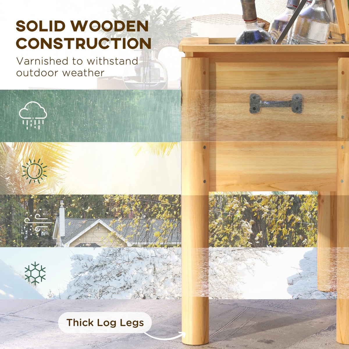 Outsunny Premium Outdoor Wooden Patio Beverage Cooler