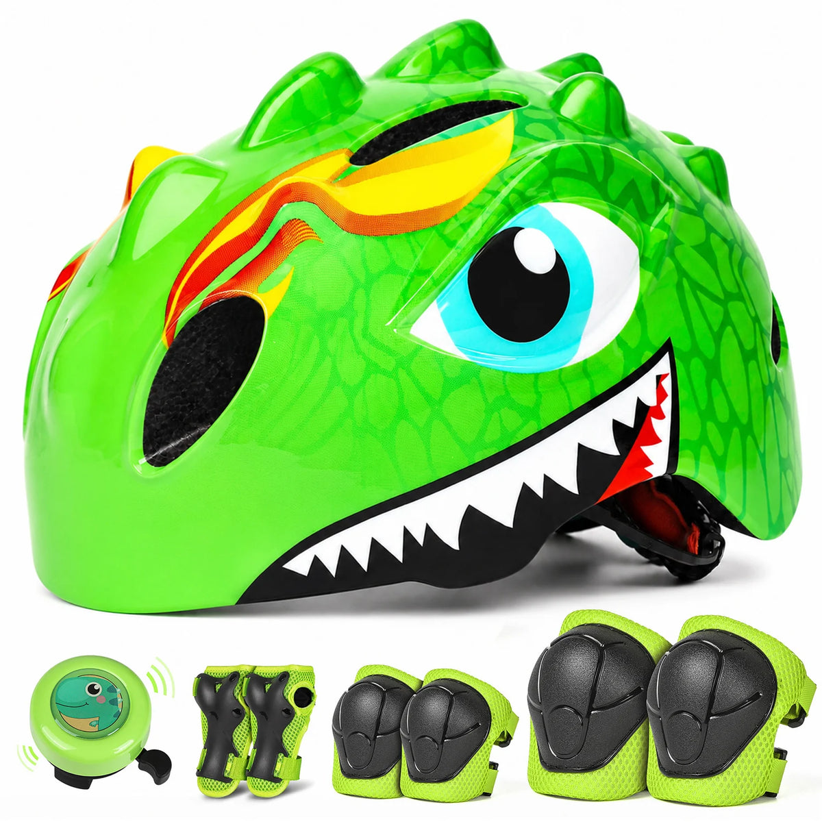 Victgoal Kids Bike Helmet Protective Gear Set With Pads And Bell