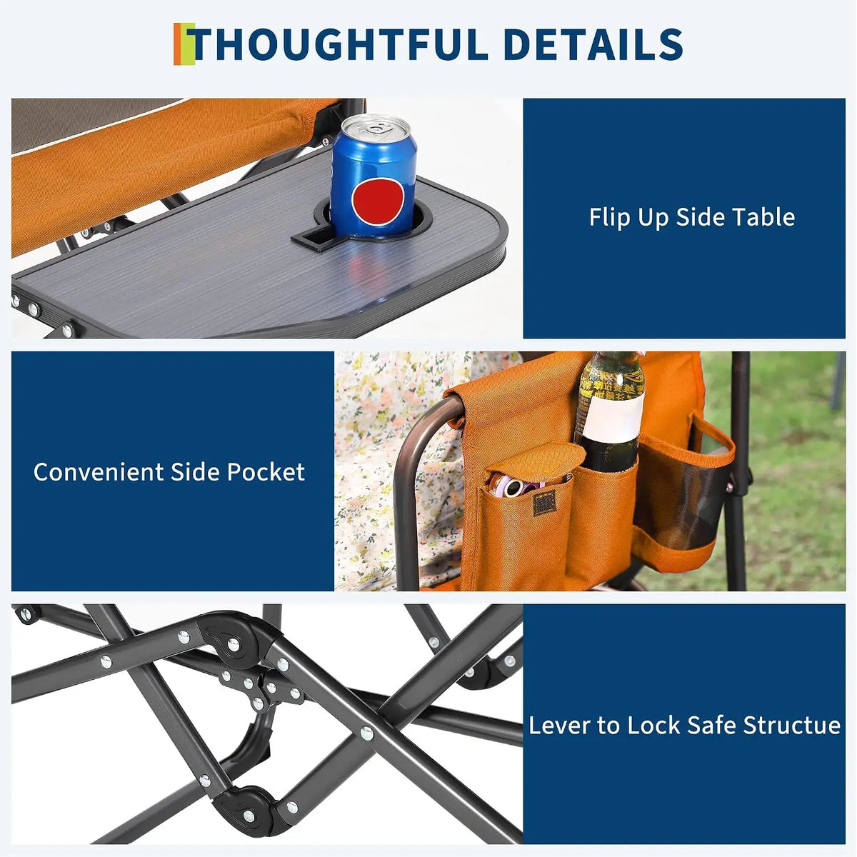 Tacleekii Folding Camping Director Chair With Side Table For Adults