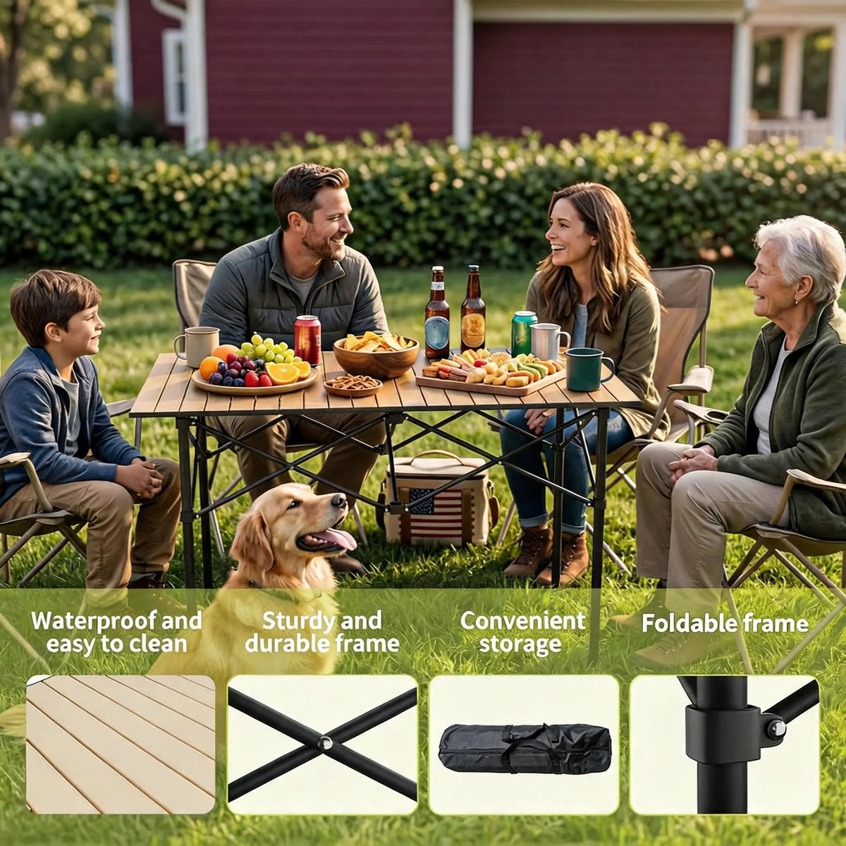 HiMISS Portable Folding Aluminum Camping Table With Carry Bag