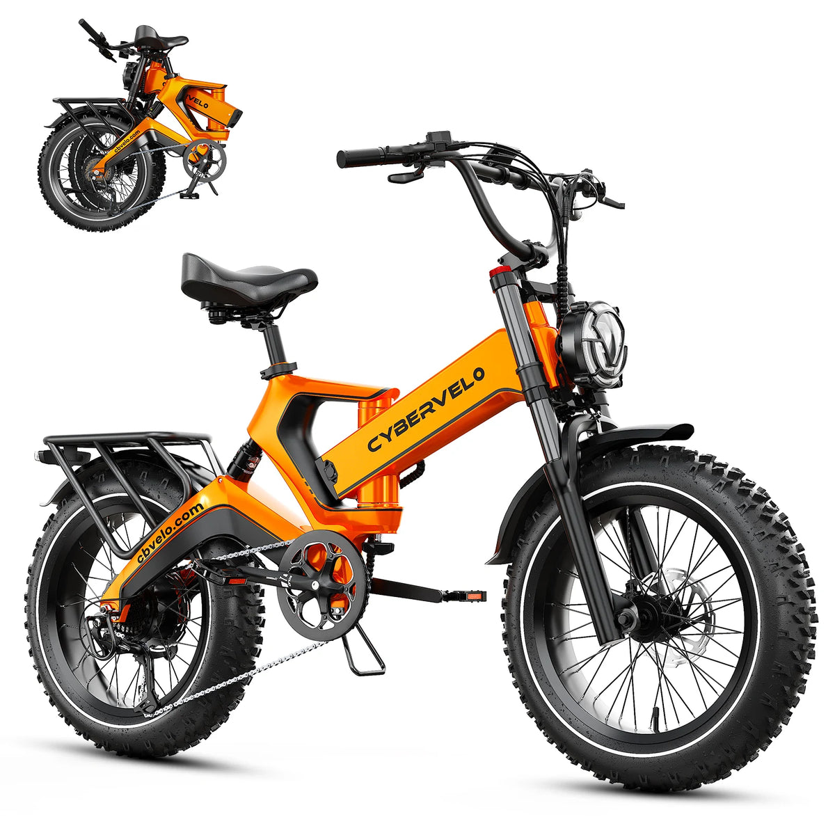 Cybervelo 2000W 3000W Peak EK6 Max EK6 2.0 Adults Folding Ebike 48V 40Ah Removable Waterproof Battery 30+MPH 150 Miles All Terrain Off Road Commute Electric Bicycle