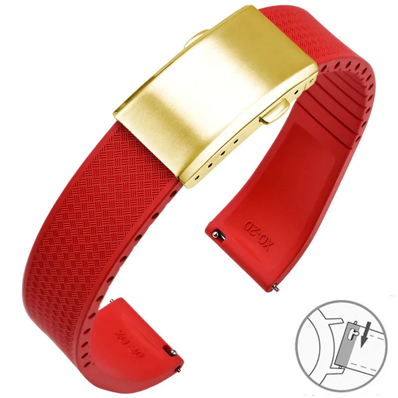 FKM Fluoro Rubber Watch Band With Quick Release Folding Buckle