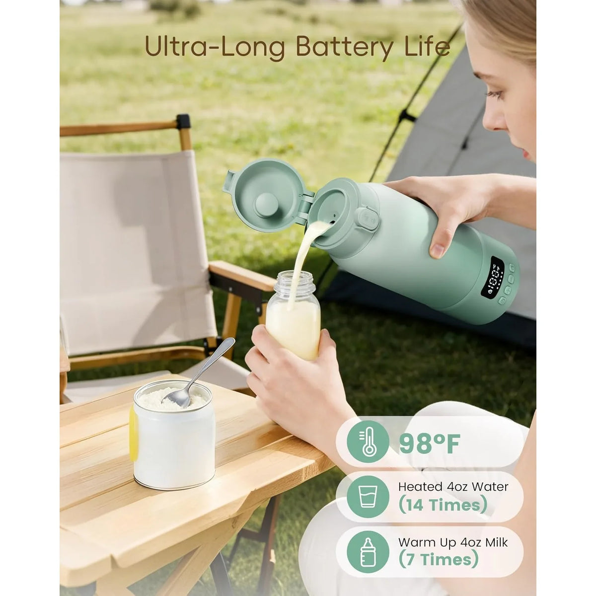 Portable Electric Heating Thermos Cup With LED Temperature Display