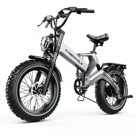 Cybervelo 2000W 3000W Peak EK6 Max EK6 2.0 Adults Folding Ebike 48V 40Ah Removable Waterproof Battery 30+MPH 150 Miles All Terrain Off Road Commute Electric Bicycle
