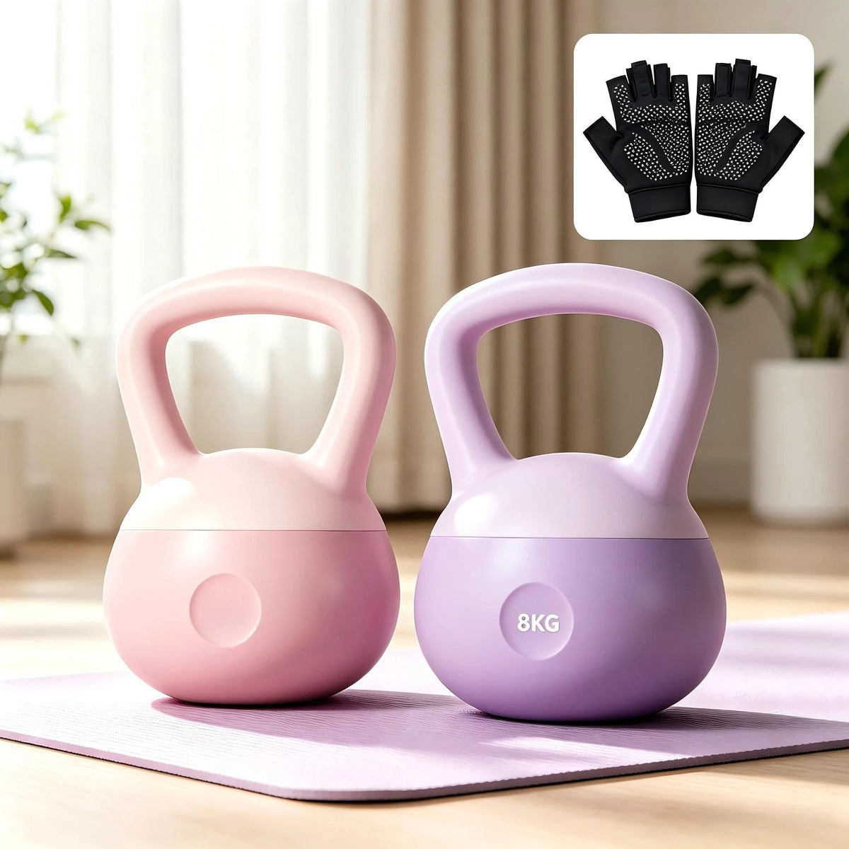 Women Soft Kettlebell 17.64 lbs Soft Bottom Kettlebell for Home Fitness Weight Training Equipment with Free Fitness Gloves