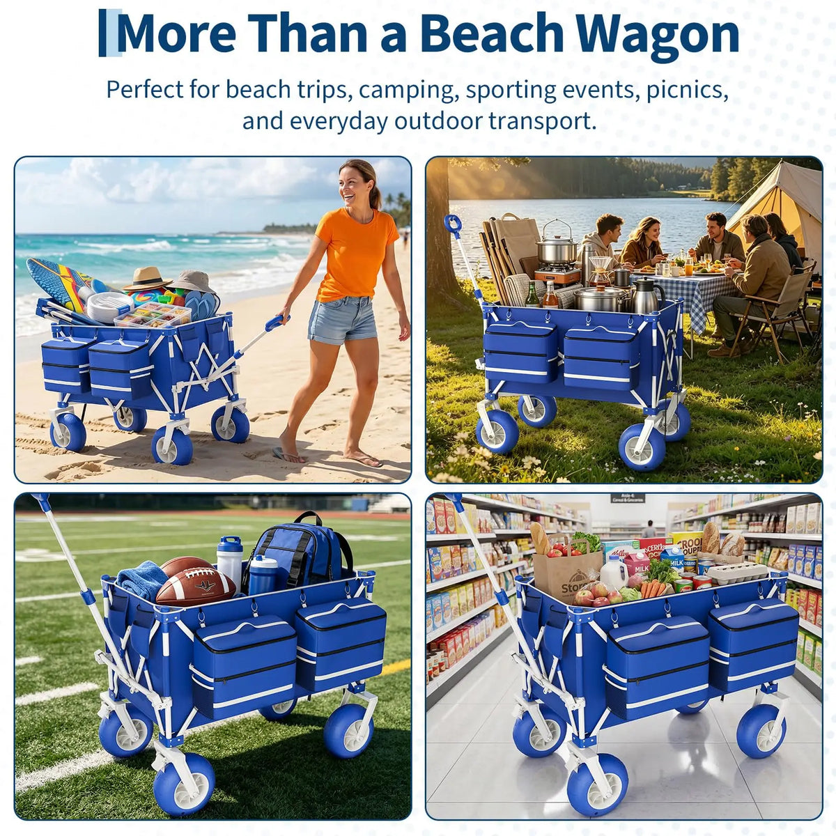 Heavy Duty Folding Beach Cart With Large All Terrain Wheels