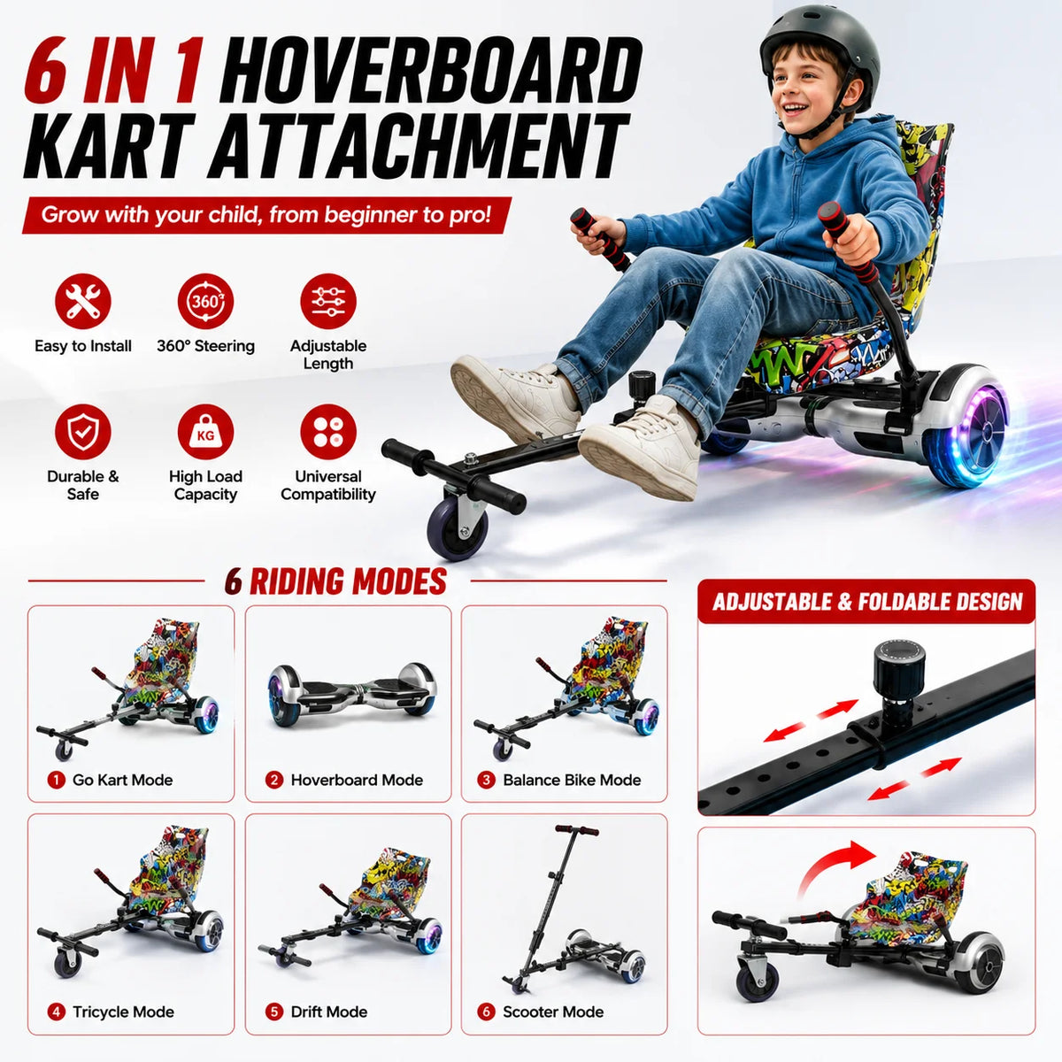 Hoverboard Seat Attachment Go Kart Conversion Kit For Kids