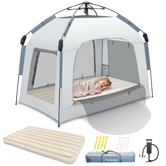 Kids Inflatable Travel Bed Tent Portable Air Mattress Camping