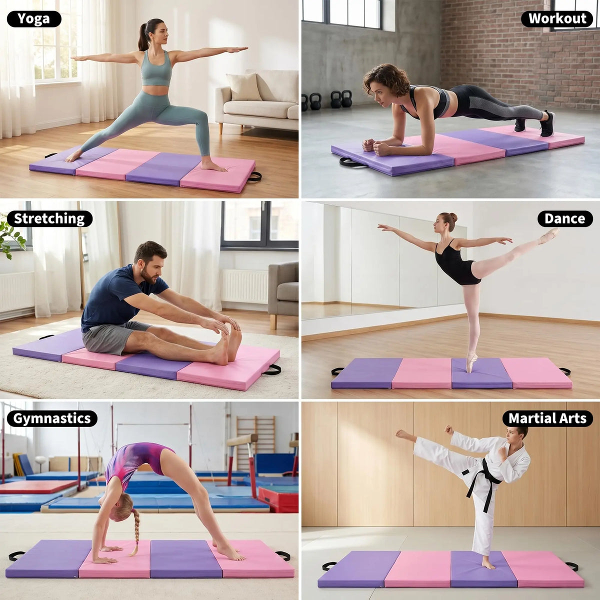 HiMISS Foldable Gymnastics Mat For Home Gym Exercise Yoga