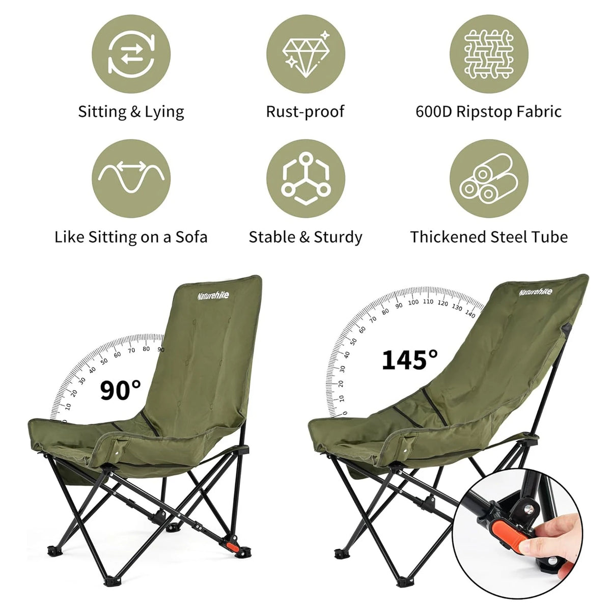 Naturehike High Back Folding Moon Camping Lounge Chair