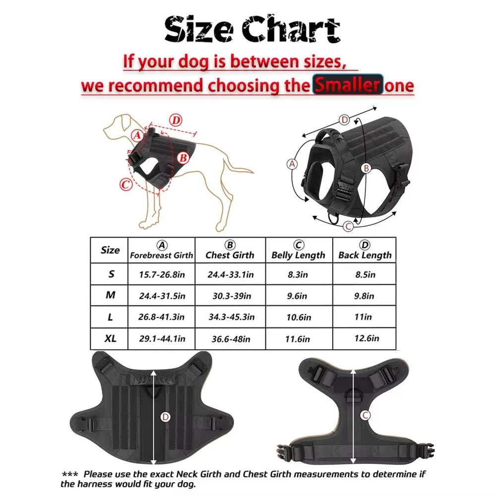 Tactical Military Nylon Dog Harness Vest Accessories Set