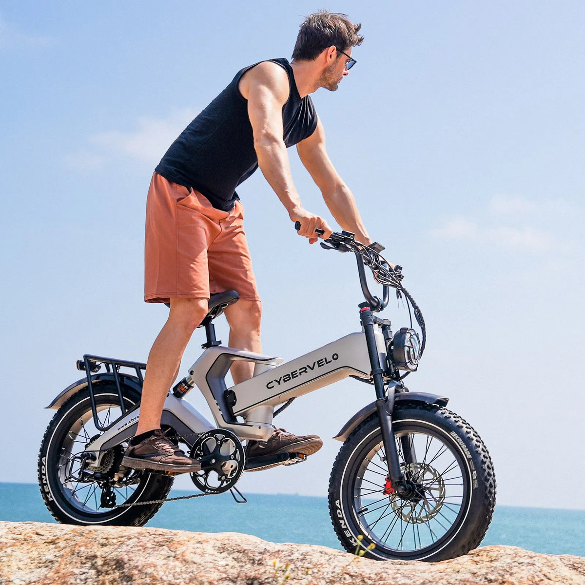 Cybervelo 2000W 3000W Peak EK6 Max EK6 2.0 Adults Folding Ebike 48V 40Ah Removable Waterproof Battery 30+MPH 150 Miles All Terrain Off Road Commute Electric Bicycle