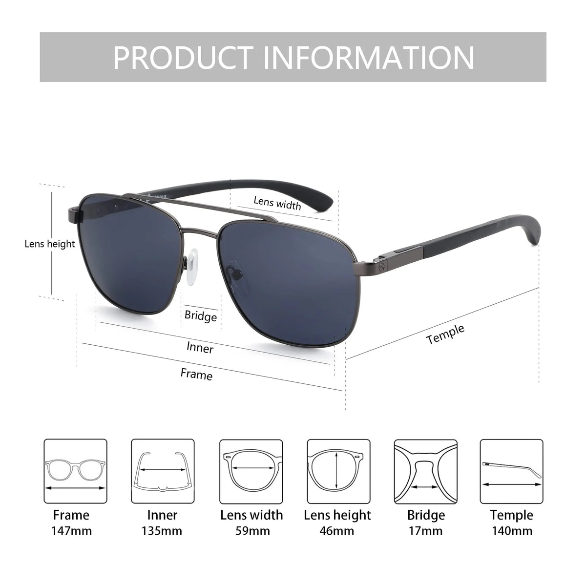 Zenottic Metal And Wood Polarized Progressive Prescription Sunglasses For Men