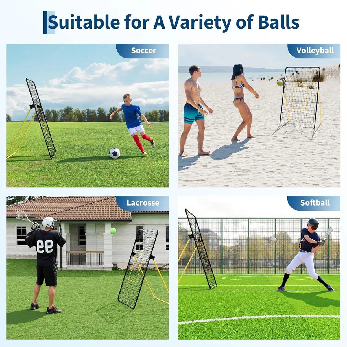 Tacleekii 7×4 ft Volleyball Rebounder Net Adjustable Bounce‑Back Trainer  for Bumping Spiking Setting Practice