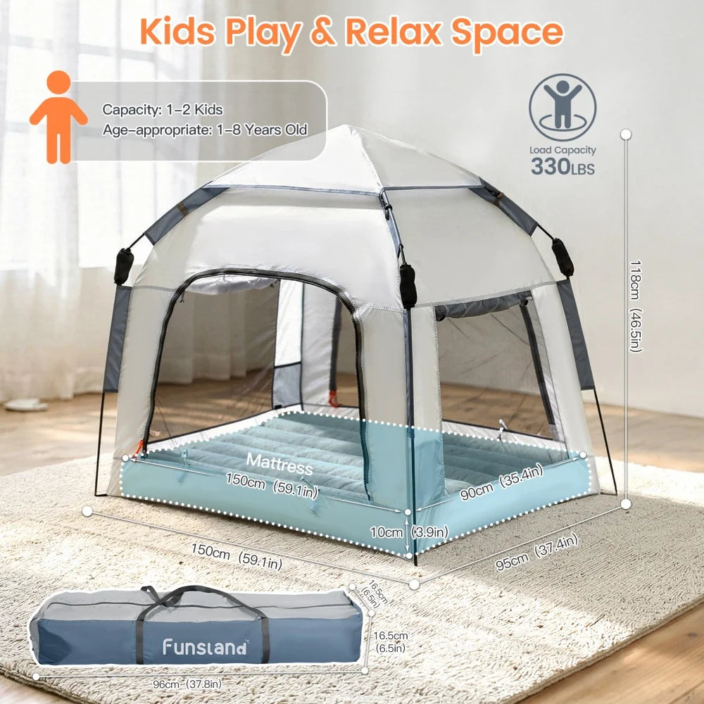 Kids Inflatable Travel Bed Tent Portable Air Mattress Camping