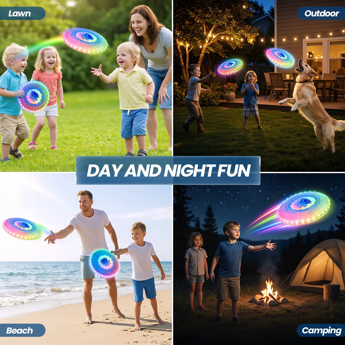 Rechargeable LED Flying Disc With 14 Lighting Modes