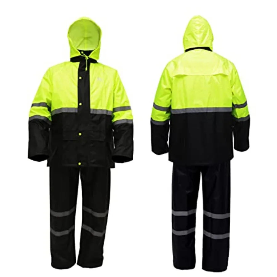 High Visibility Reflective Rain Suit Waterproof Jacket With Pants