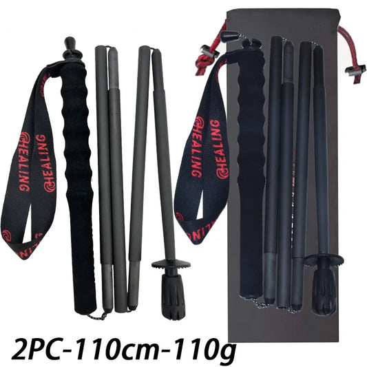 OKHEALING 110g Ultra-Light 5-Section Foldable Carbon Fiber Trekking Poles Portable Outdoor Hiking Walking Sticks