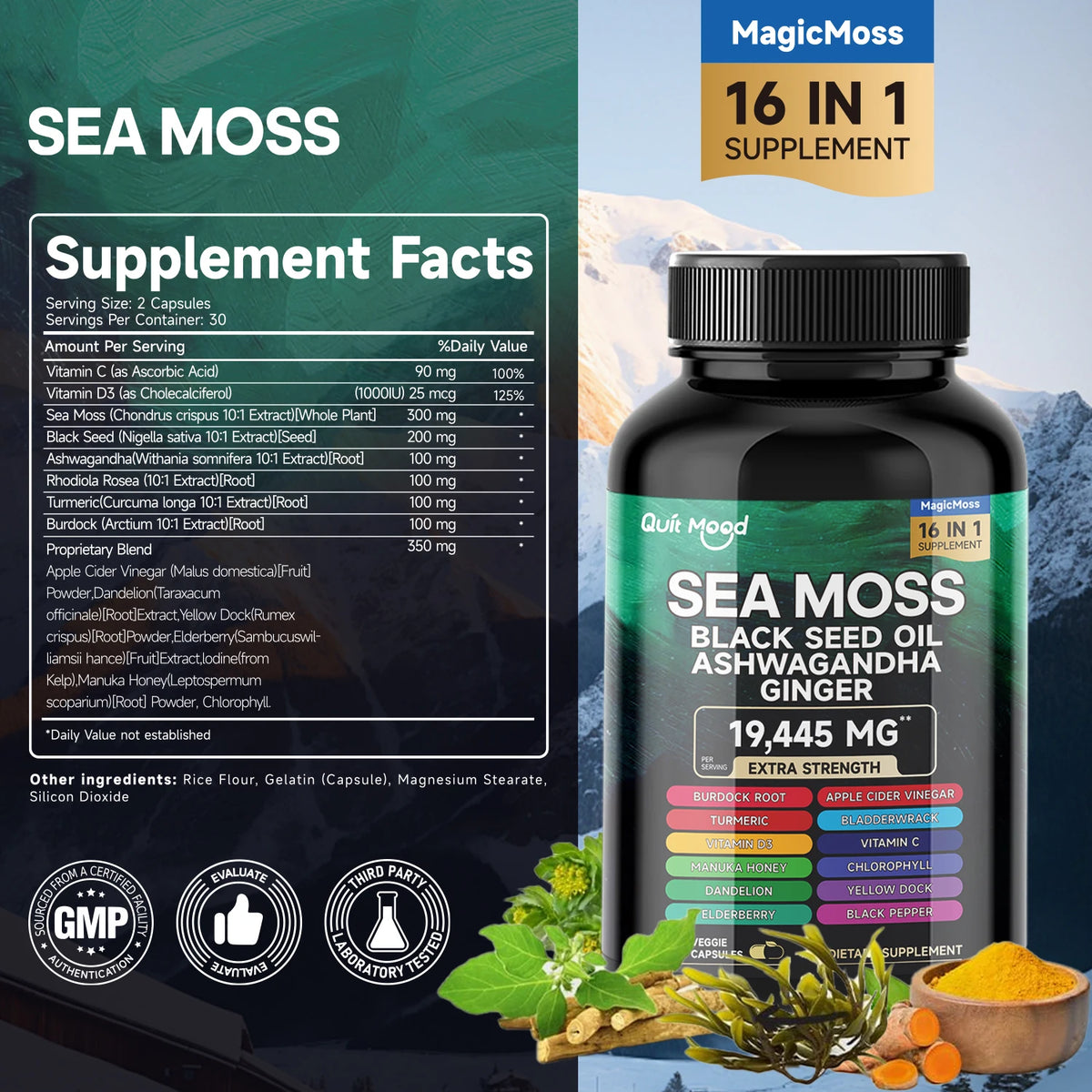 Quit Mood Sea Moss Supplement Black Seed Oil Ashwagandha Turmeric