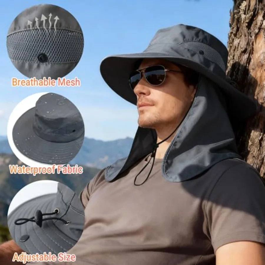 NPQQUAN Sun Hats for Men Women with UPF 50+ UV Protection Wide Brim Bucket Hat Safari Hiking Fishing Hats